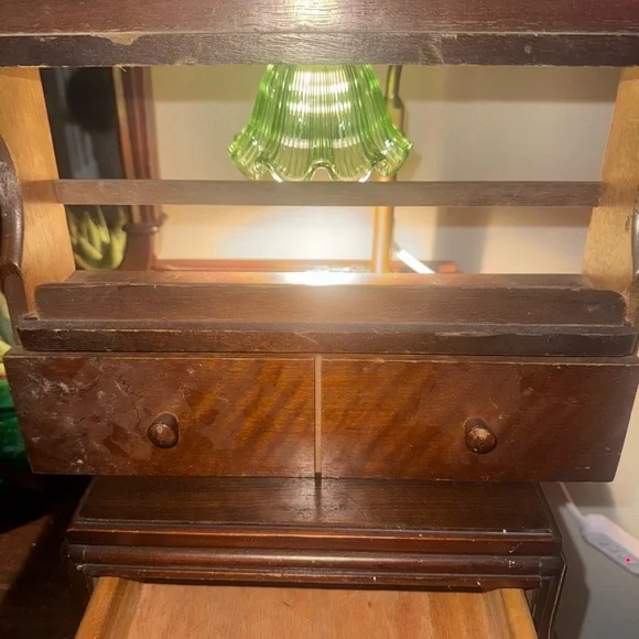 Vintage Wooden Wall Rack With Two Drawers - Picture 9 of 11